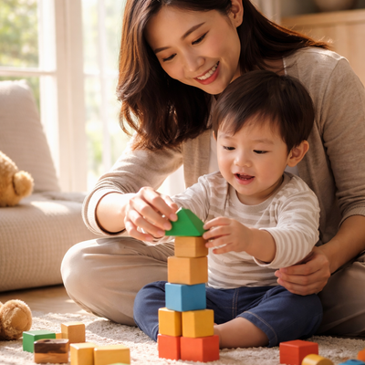 Baby playing with toys
