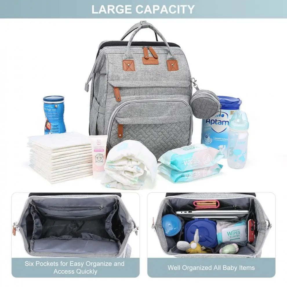 3-in-1 Diaper Backpack with Foldable Baby Bed – Portable Changing Station & Travel Crib for Parents