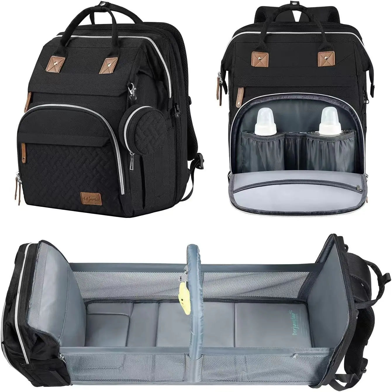 3-in-1 Diaper Backpack with Foldable Baby Bed – Portable Changing Station & Travel Crib for Parents