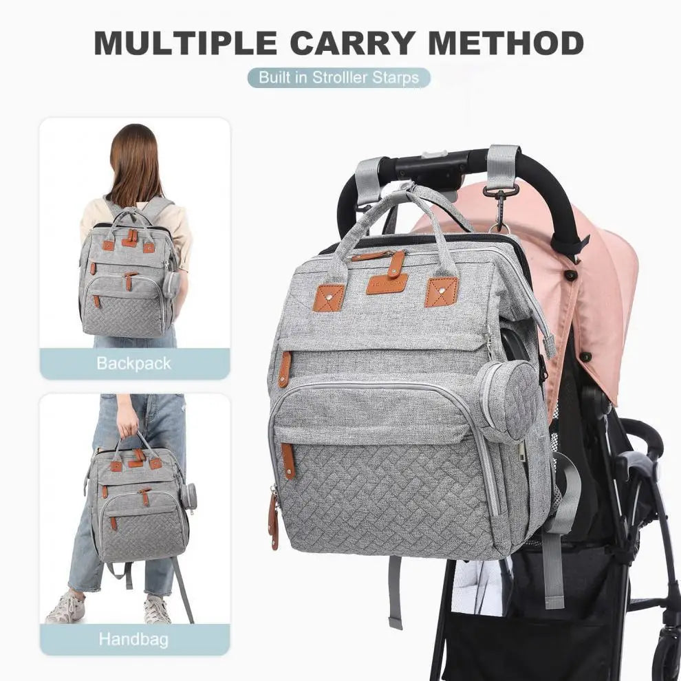 3-in-1 Diaper Backpack with Foldable Baby Bed – Portable Changing Station & Travel Crib for Parents